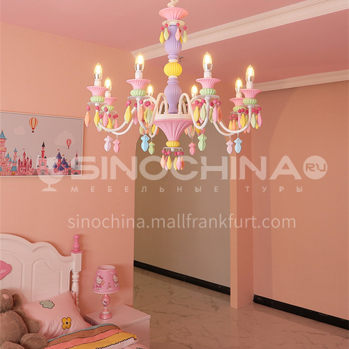 Cartoon lamp princess room bedroom lamp LED girl creative ins personality macaron chandelier-DDBE-P-1618